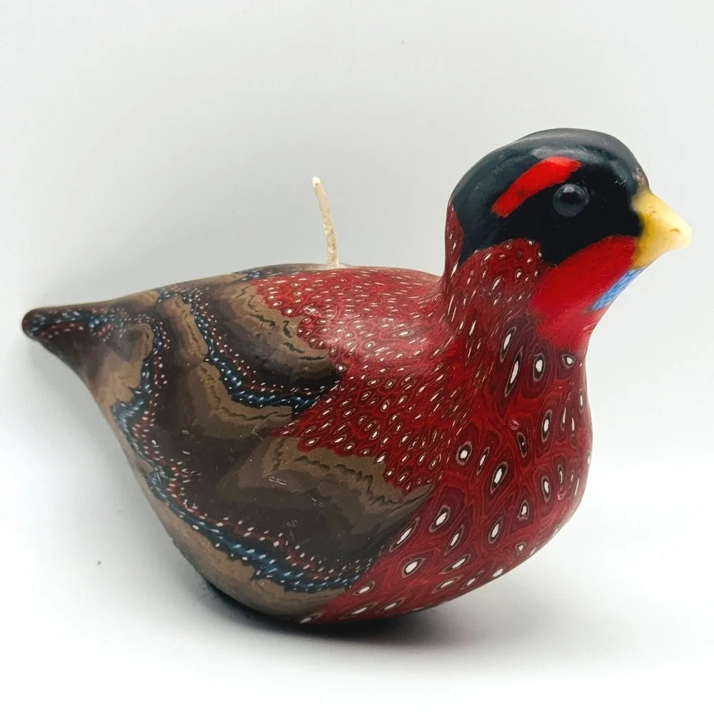 Vintage Hand Painted Pheasant Wax Candle Game Bird Figurine Hunting Cabin Decor